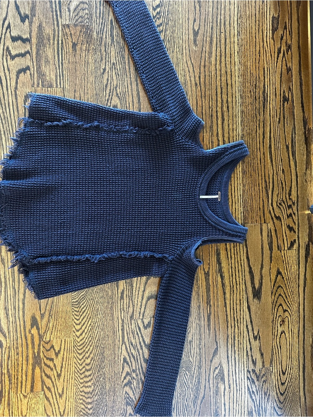 Free People Charcoal Waffle Knit Crew Sweater